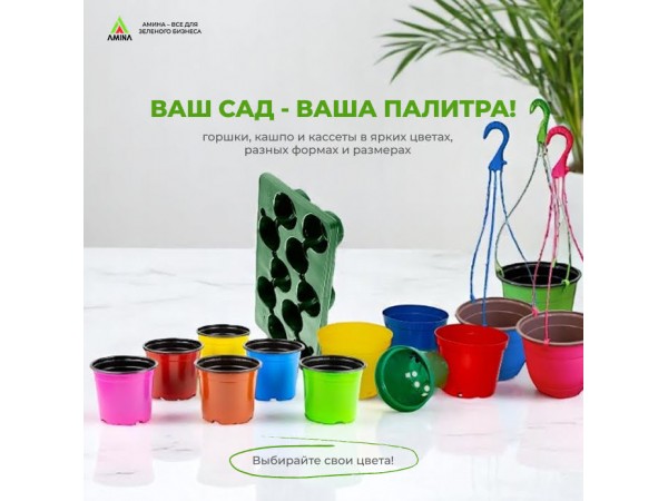 Ваш сад - Ваша палитра! Преимущества выбора цветных горшков, кассет и кашпо от компании Амина
