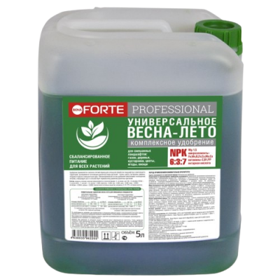 Удобрение Bona Forte жидкое УНИВЕРСАЛЬНОЕ ВЕСНА-ЛЕТО, канистра 5 л